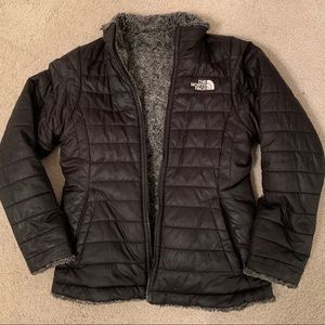 Girls North Face black reversible jacket